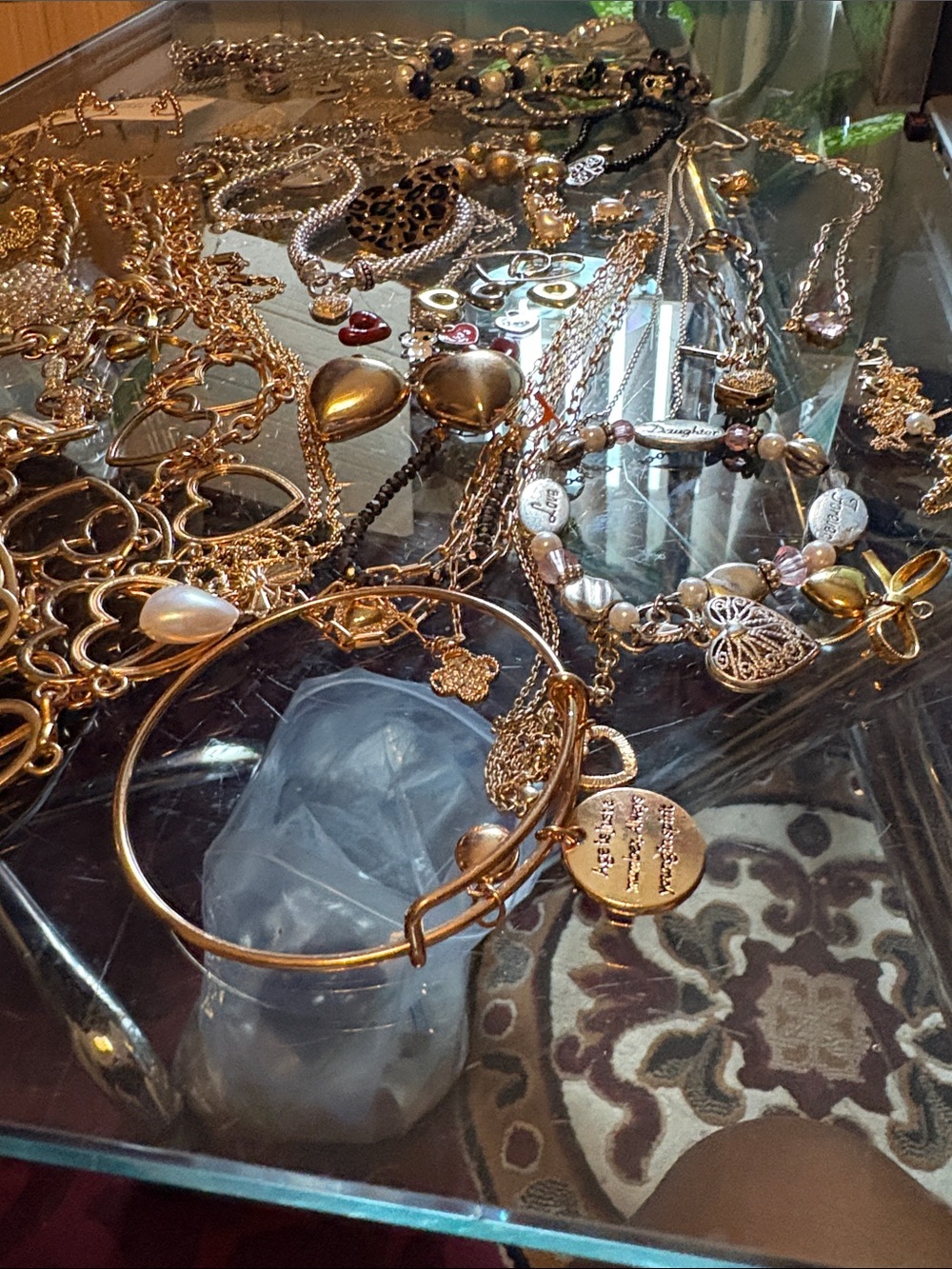 Hearts Lot of earrings necklaces bracelets charm bracelets lot of 58+